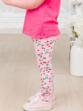 Load image into Gallery viewer, RuffleButts Sweet As Strawberries bow leggings baby girl ruched ankle bow