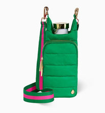 Load image into Gallery viewer, WanderFull Kelly Green Matte HydroBag with Pink/Green adjustable strap and quilted fabric