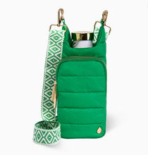 Load image into Gallery viewer, WanderFull Kelly Green Matte HydroBag with Green/White adjustable strap and quilted fabric