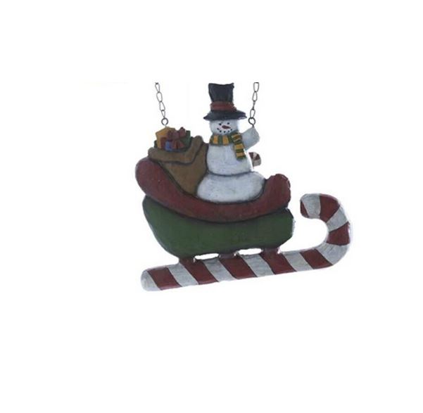 Snowman in Sled Sign