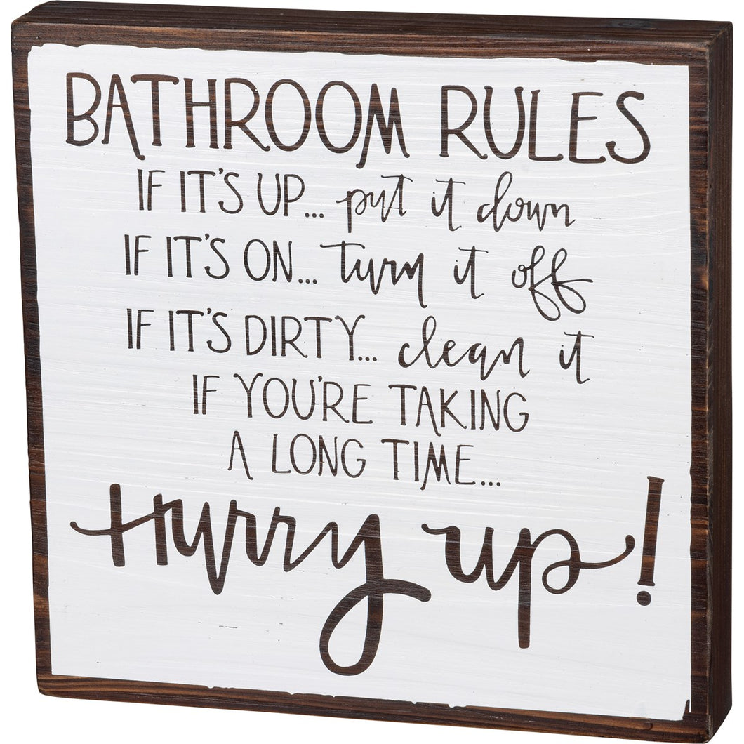 Bathroom Rules Box Sign