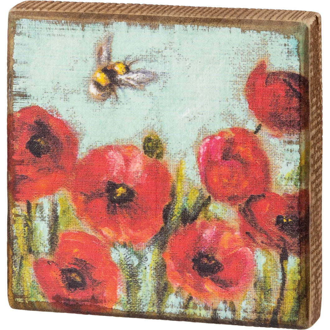 Block Sign - Red Poppies