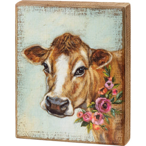 Box Sign - Cow Floral