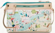 Load image into Gallery viewer, Great Lakes Linen-and-Leather Map Crossbody Bag