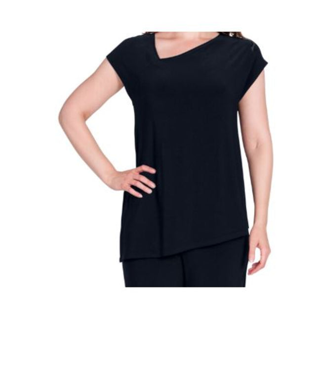 Slant Top Cap Sleeve Blouse