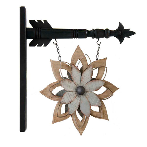 Metal & Brown Wood Flower