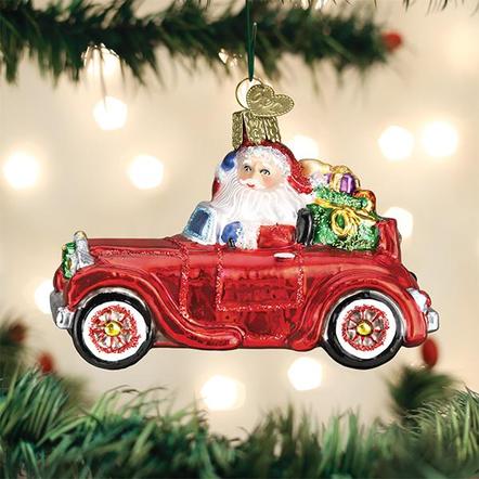 Old World Christmas- Santa In Antique Car Ornament