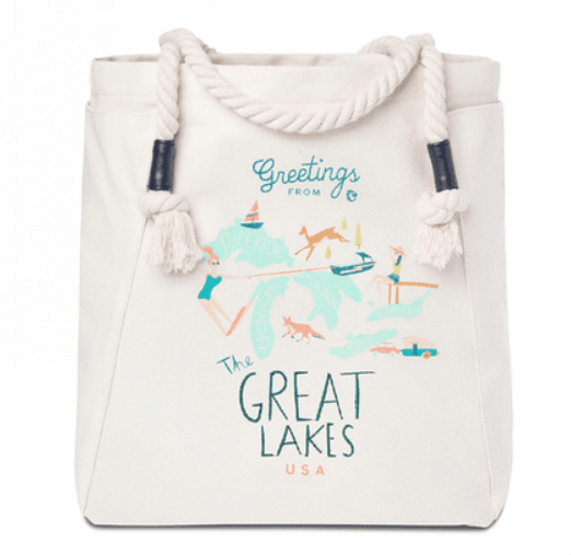 Great Lakes Map Canvas Tote