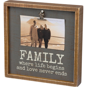 Family Love Never Ends Box Frame
