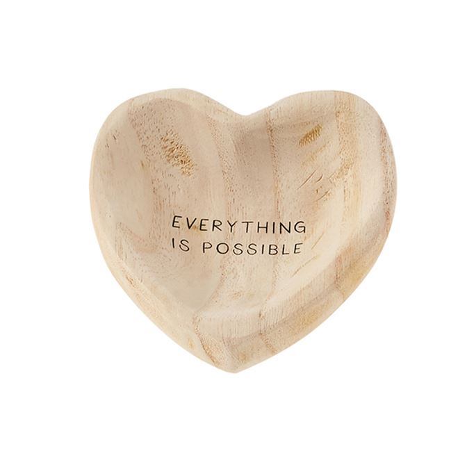 Everything is Possible Wood Heart Trinket