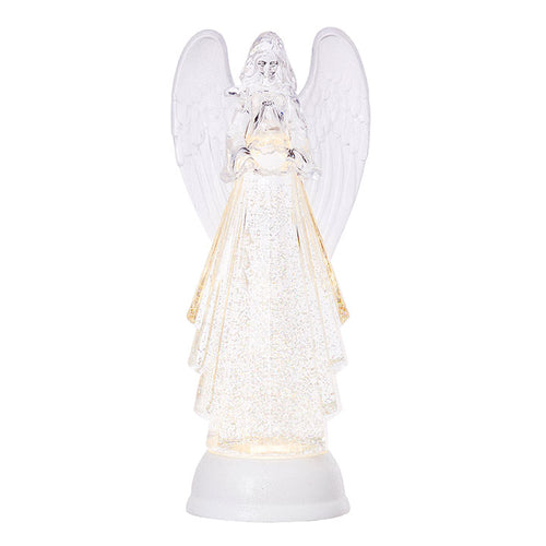 Lighted Angel w/silver swirling glitter