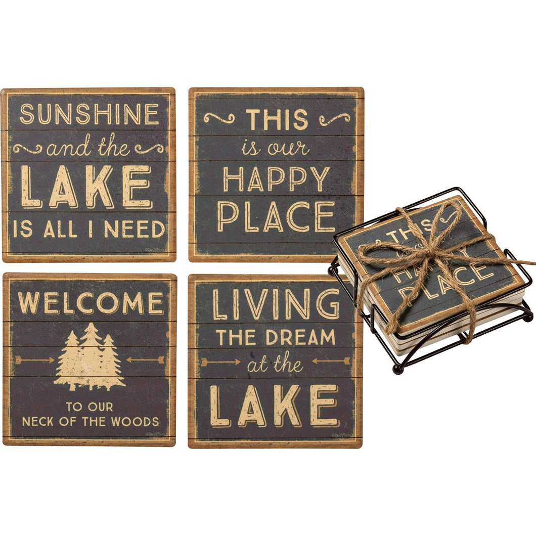 Coaster Set - This Is Our Happy Place - Lake