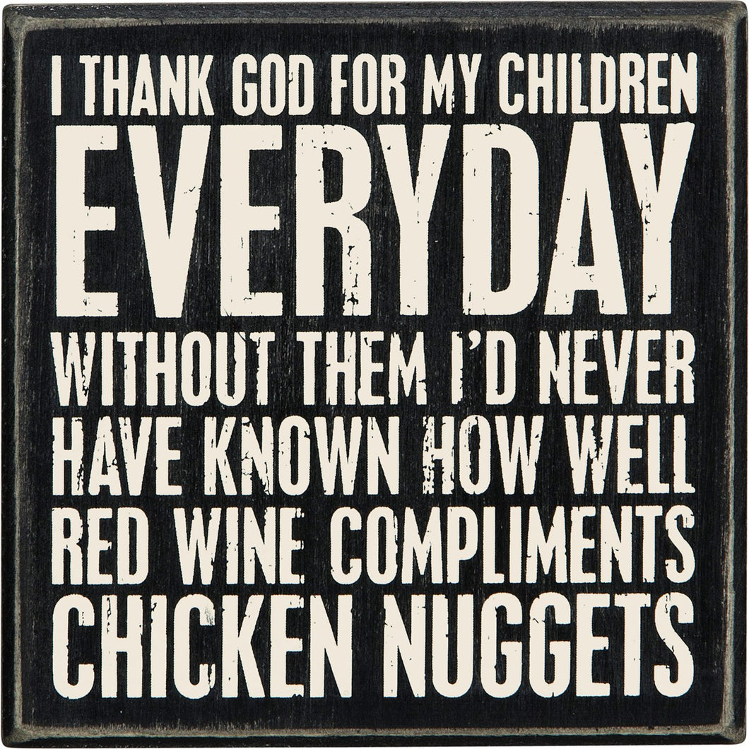 Wine And Nuggets Box Sign