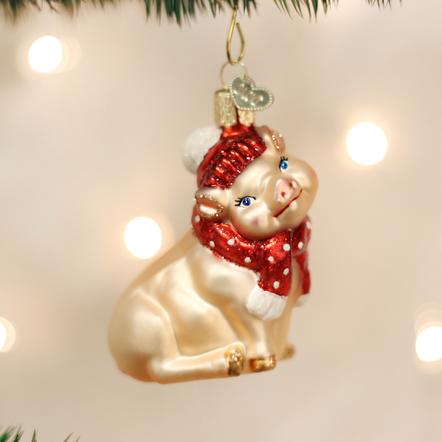 Old World Christmas- Snowy Pig Ornament