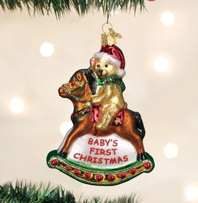 Old World Christmas- Rocking Horse Teddy Ornament