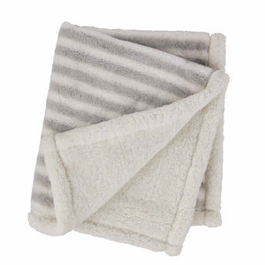 Gray Striped Faux Fur Blanket