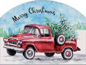 Red Christmas Truck Plaque
