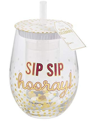 Sip Sip Hooray Confetti Wine Glass