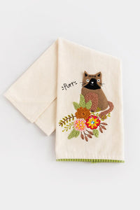 Purr Embroidered Towel