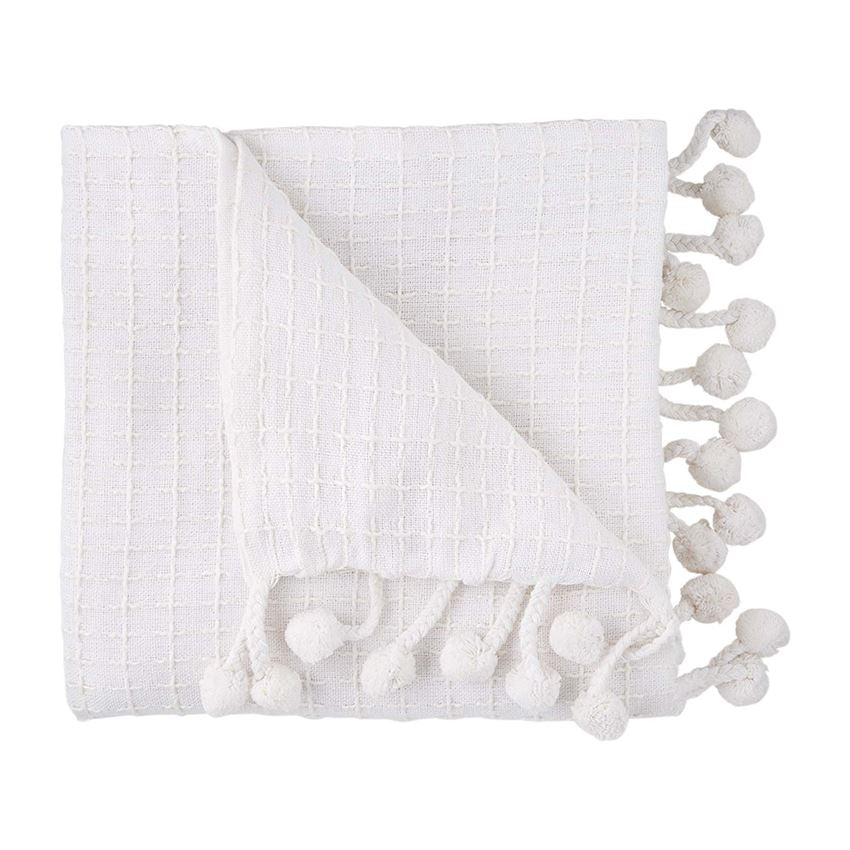 Woven White Throw