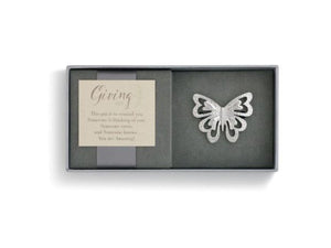 Silver Butterfly Giving Pin