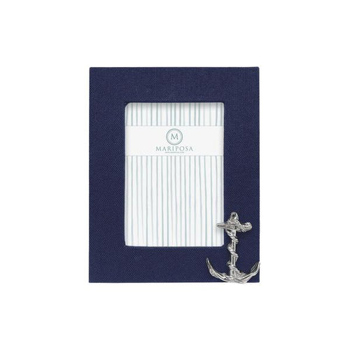 Navy Blue Linen with Anchor Icon 5x7 Frame