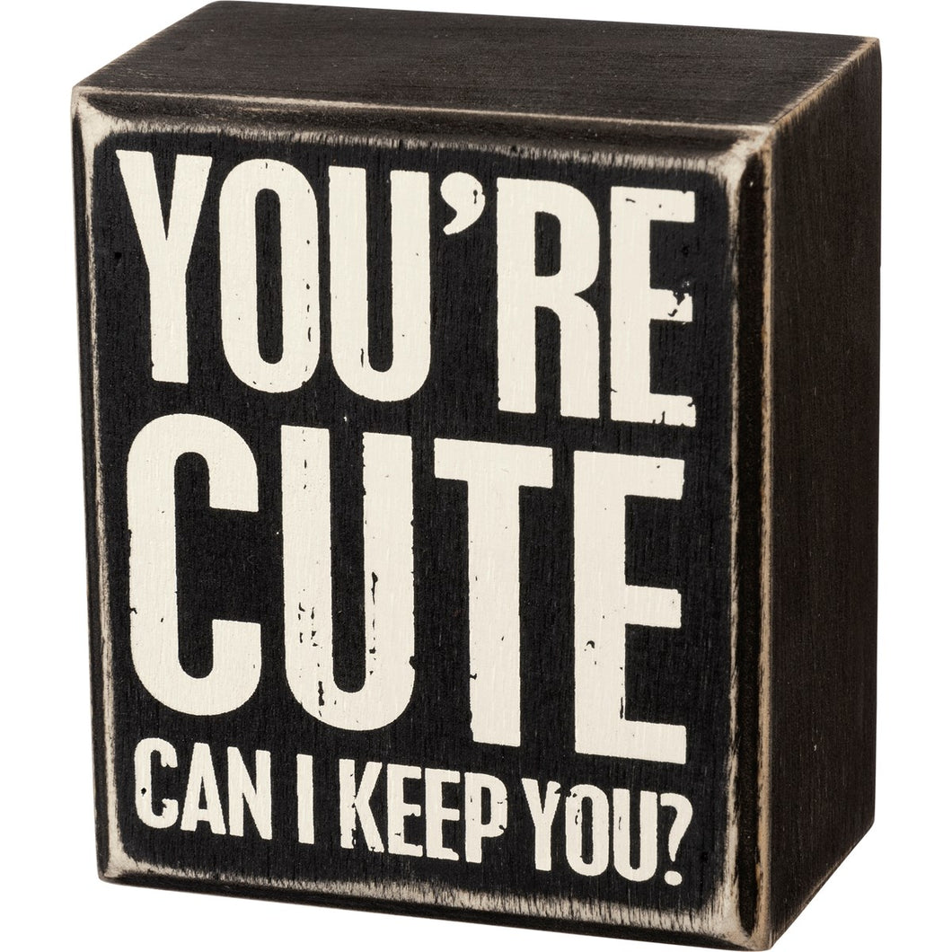 Box Sign - You're Cute Can I Keep You