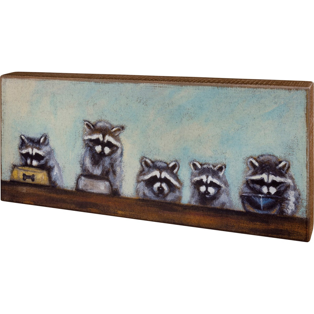 Box Sign - Raccoon Family