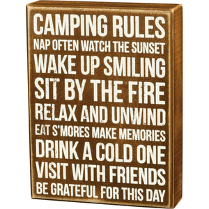 Box Sign - Camping Rules