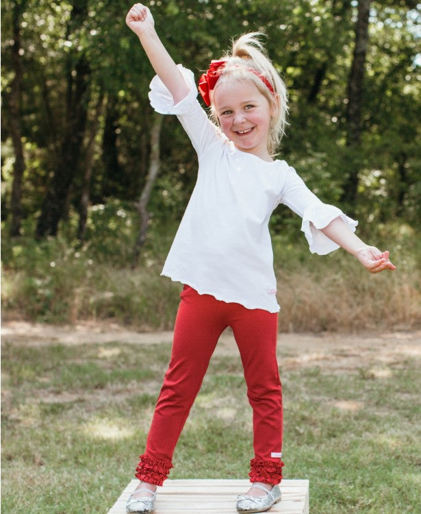 Red Ruffle Leggings