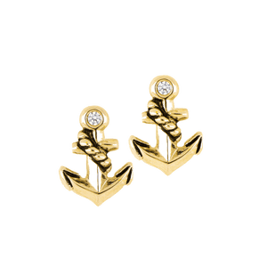 Gold Anchor Tiny Stud Earring