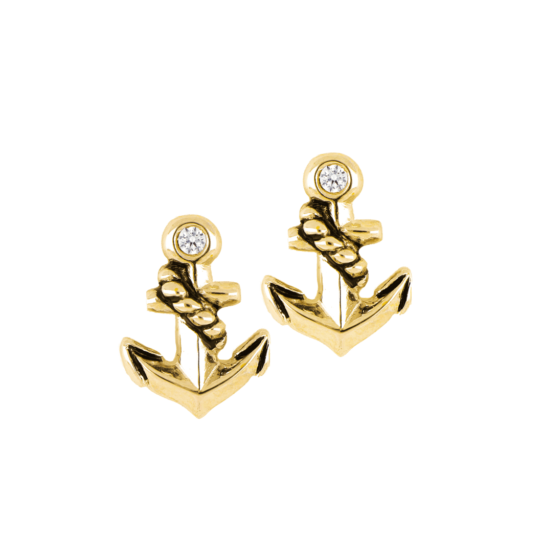 Gold Anchor Tiny Stud Earring