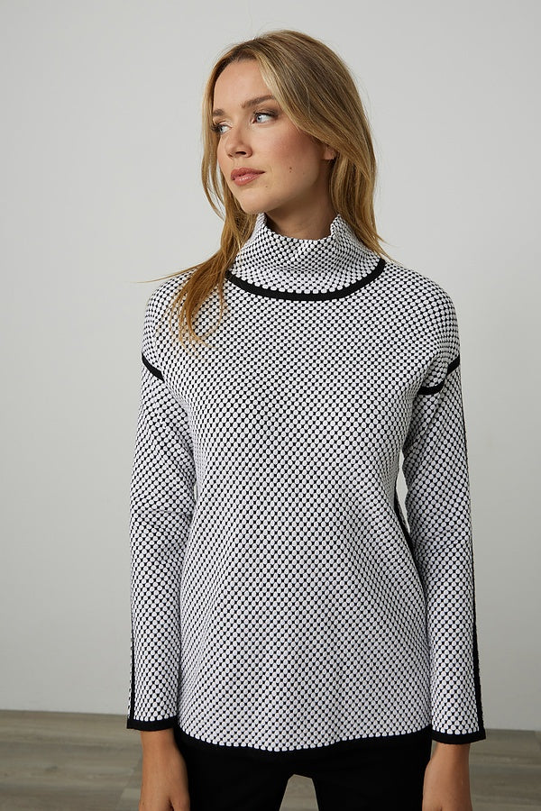 Jacquard Funnel Neck Top