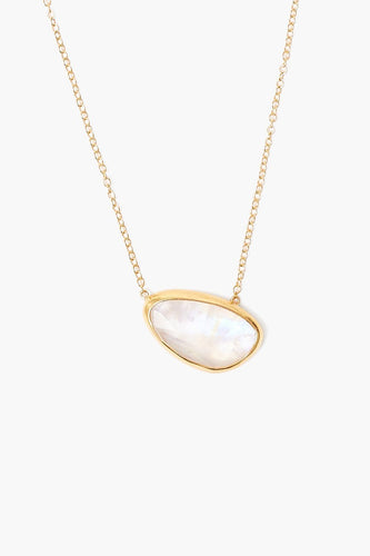 Rainbow Moonstone Gold Cliff Necklace