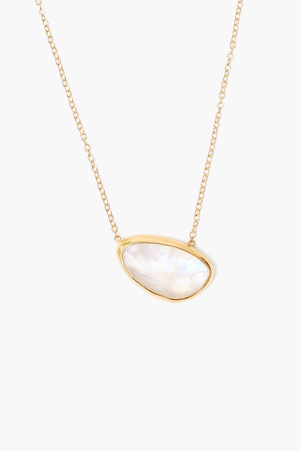 Rainbow Moonstone Gold Cliff Necklace