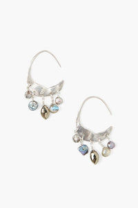 Petite Crescent Pearl Silver Hoop Earrings