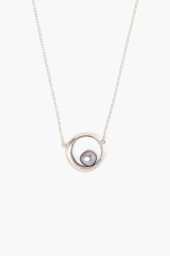 Grey Pearl Arc Necklace
