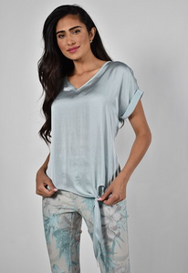 Satin Woven Knit Top