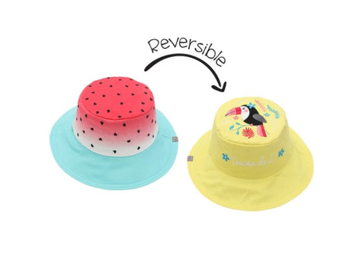Kids' Reversible Sun Hat - Watermelon/Toucan
