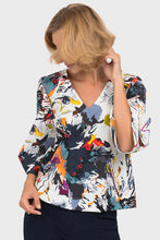 Load image into Gallery viewer, Multicolor Vivid Pattern V Neck Flared Sleeve Blouse