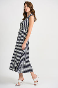 V-Neck Midi Summer Dress With Chevron Stripes