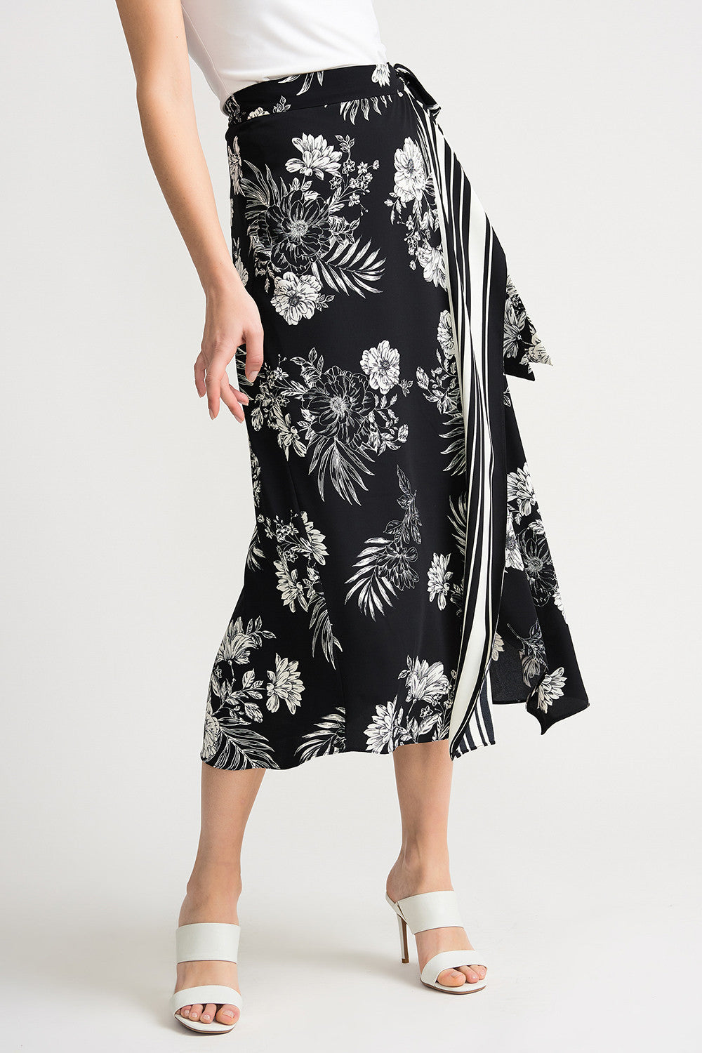 Floral Striped Wrap Skirt