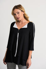 Load image into Gallery viewer, Black and White Chic Circle Zipper Tunic