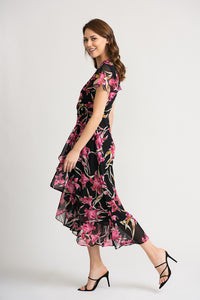 Chiffon Overlay Lily Patterned Dress