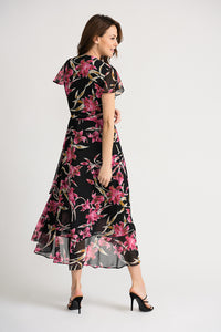 Chiffon Overlay Lily Patterned Dress
