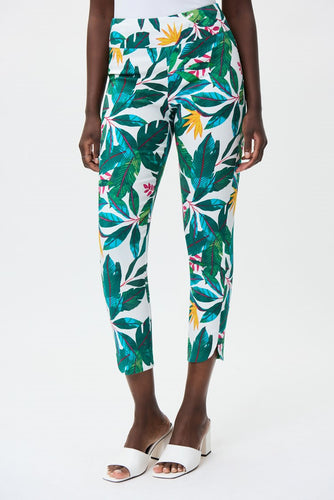 Tropical Print Cropped Pants