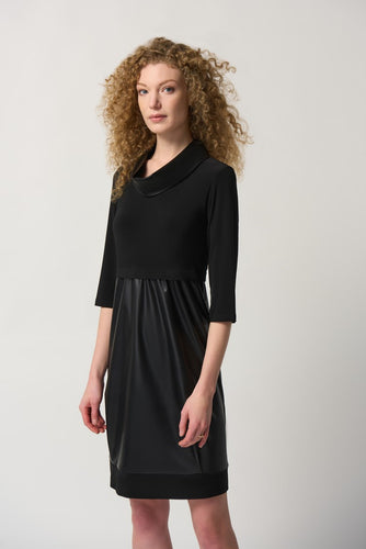 Faux-Leather and Knit Cocoon Dress