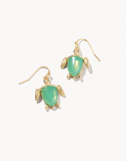 Sea Turtle Drop Earrings - Gold