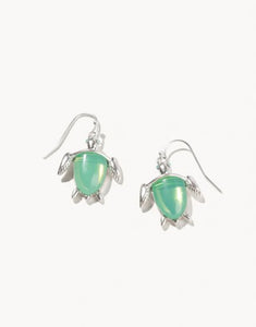 Sea Turtle Drop Earrings - Silver