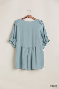 Babydoll Fit Top With Ruffled Sleeve Detail